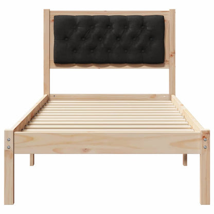 Rám Postele S Čelo Černá 90 X 200 Cm Masivní Borové Dřevo