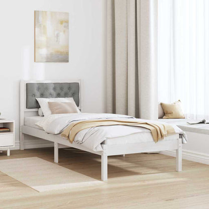 Rám Postele S Čelo Světle Šedá 90 X 200 Cm Masivní Borové Dřevo