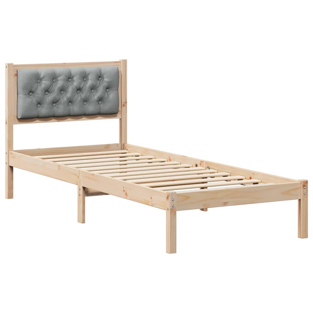 Rám Postele S Čelo Světle Šedá 80 X 200 Cm Masivní Borové Dřevo