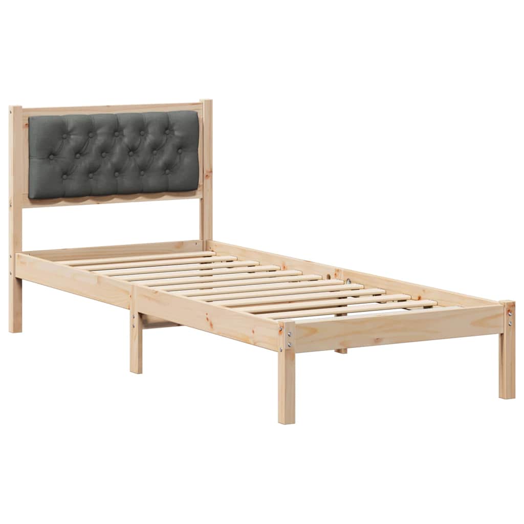 Rám Postele S Čelo Tmavě Šedá 80 X 200 Cm Masivní Borové Dřevo