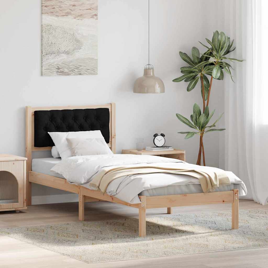 Rám Postele S Čelo Černá 80 X 200 Cm Masivní Borové Dřevo