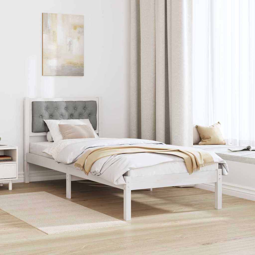 Rám Postele S Čelo Světle Šedá 80 X 200 Cm Masivní Borové Dřevo