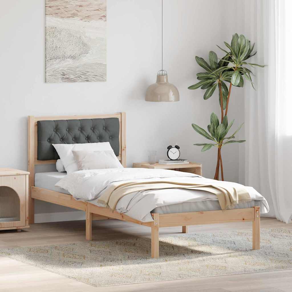Rám Postele S Čelo Tmavě Šedá 90 X 190 Cm Masivní Borové Dřevo