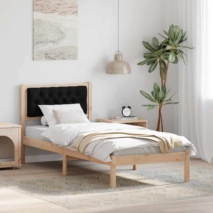 Rám Postele S Čelo Černá 90 X 190 Cm Masivní Borové Dřevo