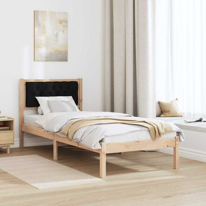 Rám Postele S Čelo Černá 90 X 190 Cm Masivní Borové Dřevo