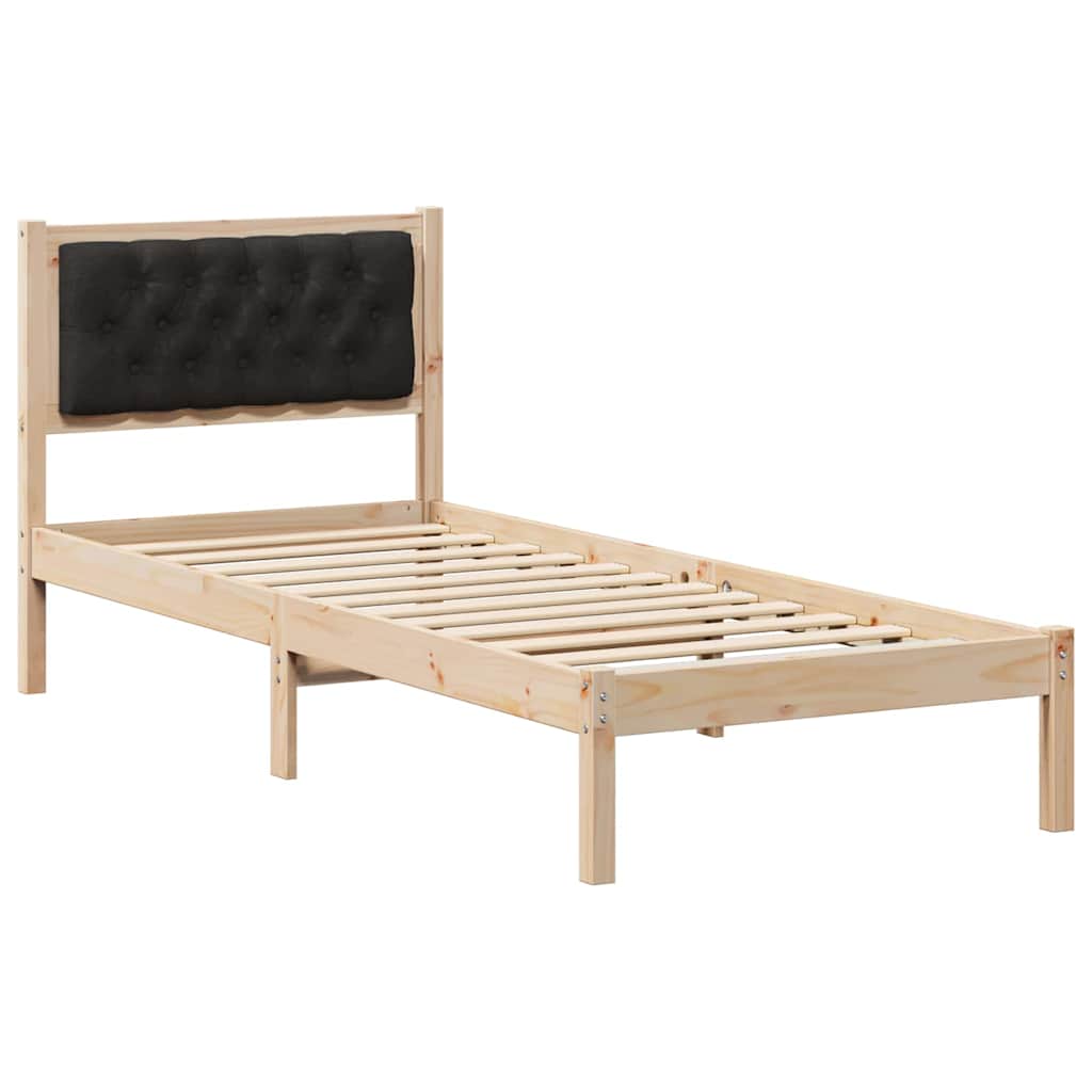 Rám Postele S Čelo Černá 90 X 190 Cm Masivní Borové Dřevo