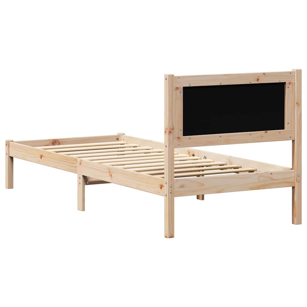 Rám Postele S Čelo Černá 90 X 190 Cm Masivní Borové Dřevo