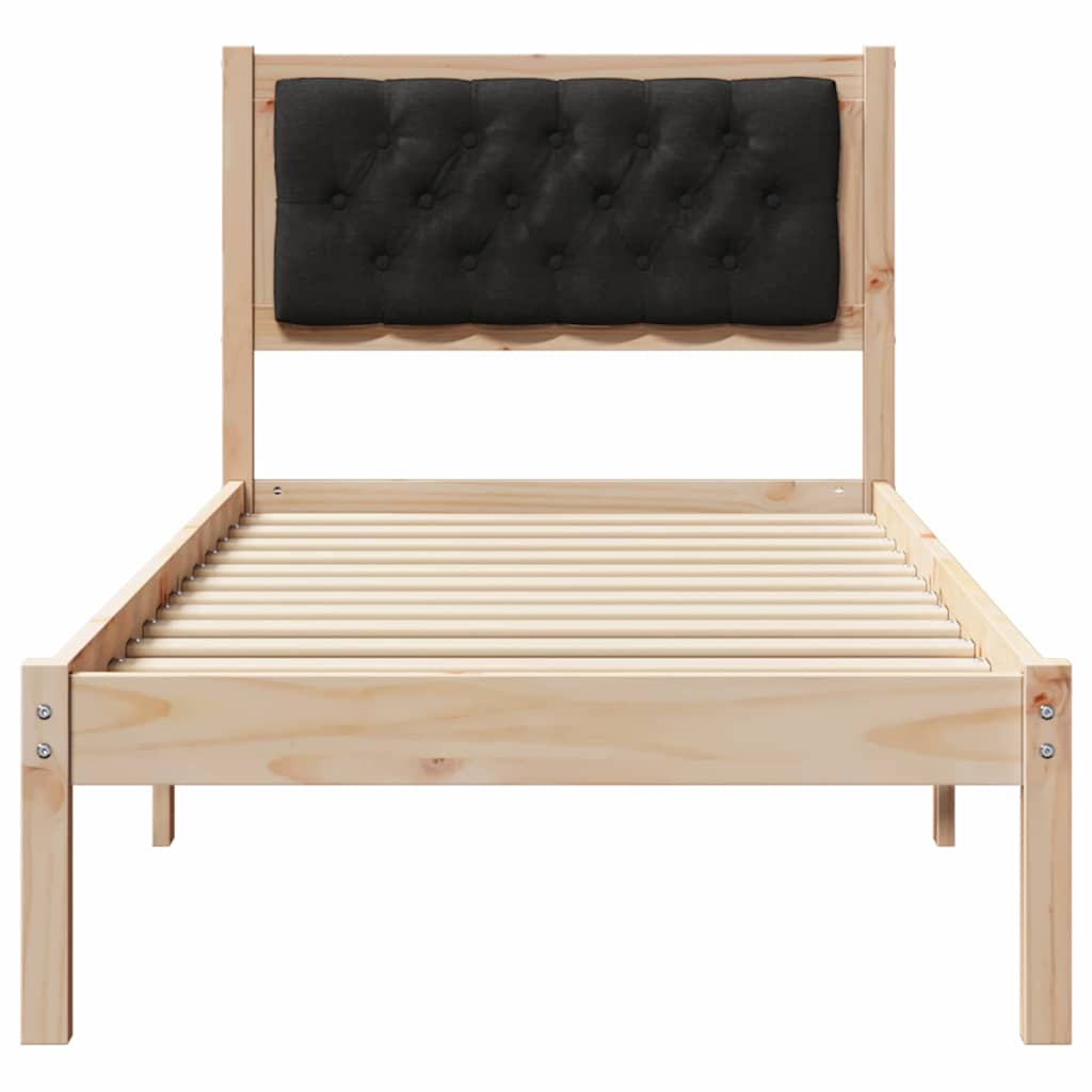 Rám Postele S Čelo Černá 90 X 190 Cm Masivní Borové Dřevo