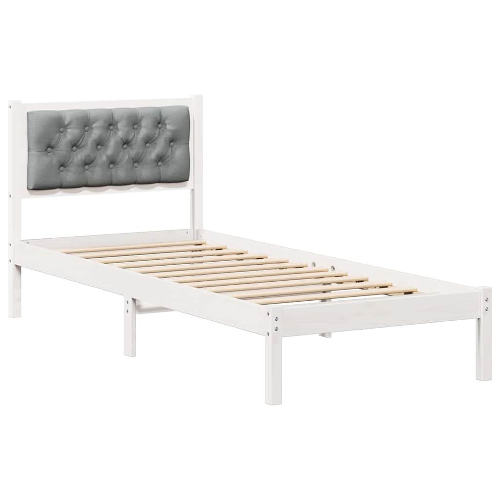 Rám Postele S Čelo Světle Šedá 90 X 190 Cm Masivní Borové Dřevo