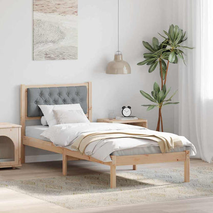 Rám Postele S Čelo Světle Šedá 75 X 190 Cm Masivní Borové Dřevo