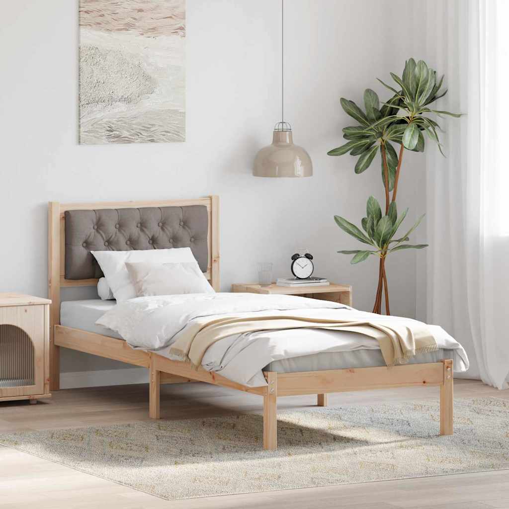 Rám Postele S Čelo Taupe 75 X 190 Cm Masivní Borové Dřevo