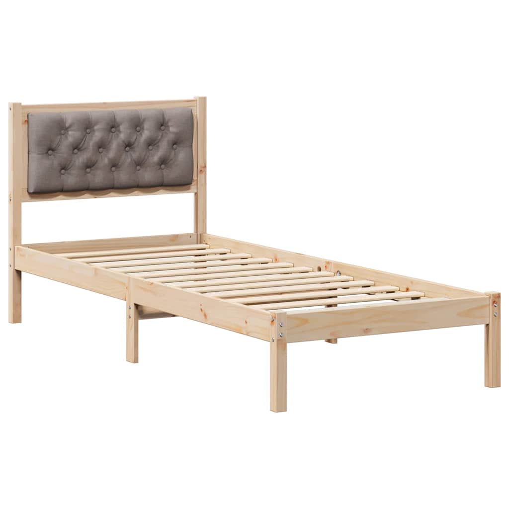 Rám Postele S Čelo Taupe 75 X 190 Cm Masivní Borové Dřevo