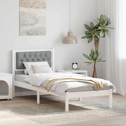 Rám Postele S Čelo Světle Šedá 75 X 190 Cm Masivní Borové Dřevo