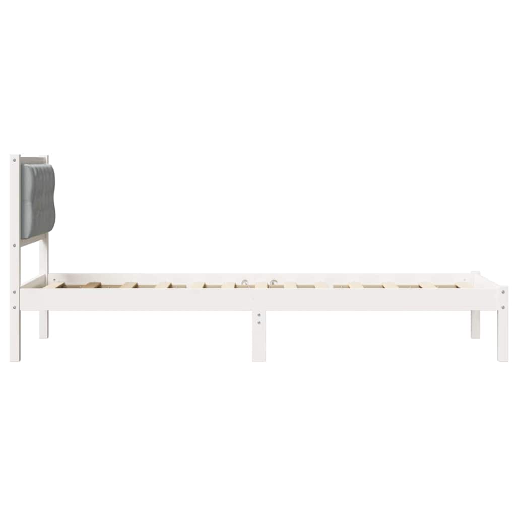 Rám Postele S Čelo Světle Šedá 75 X 190 Cm Masivní Borové Dřevo