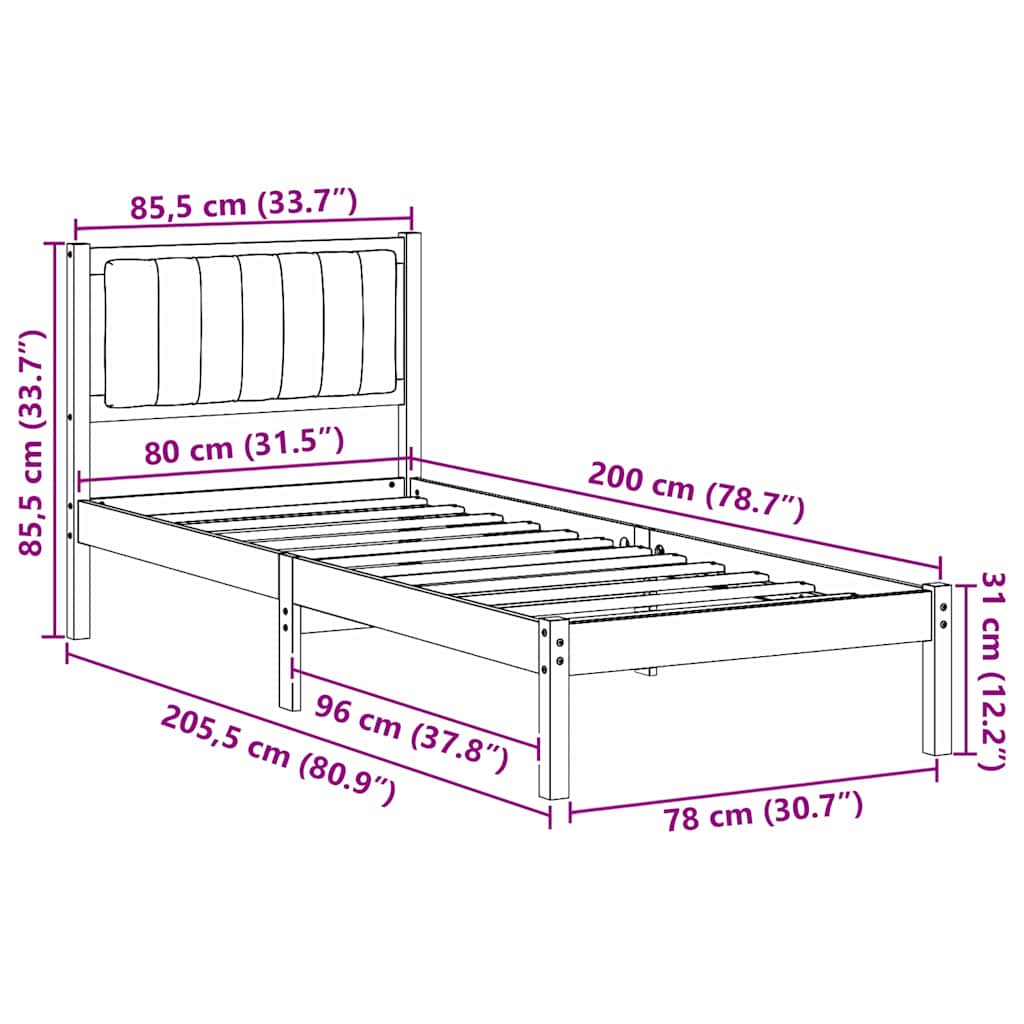 Rám Postele S Čalouněným Čelem S Čelo Černá 80 X 200 Cm