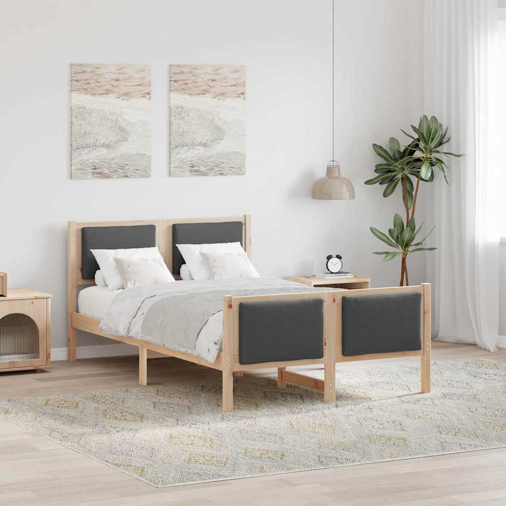 Rám Postele S Čelo Tmavě Šedá 120 X 200 Cm Textil