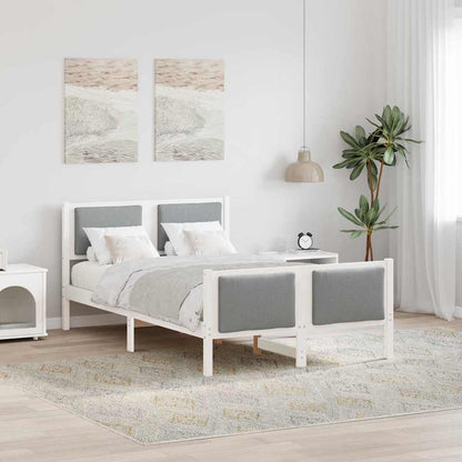 Rám Postele S Čelo Světle Šedá 120 X 200 Cm Textil