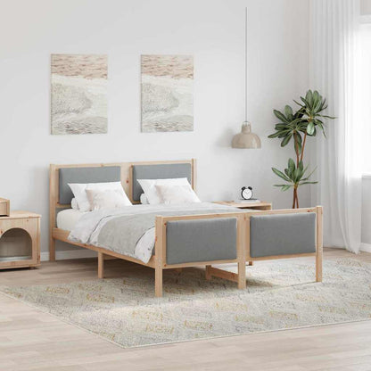 Rám Postele S Čelo Světle Šedá 140 X 190 Cm Textil