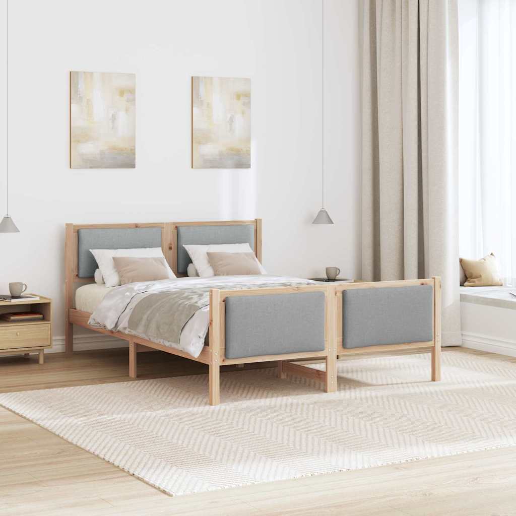 Rám Postele S Čelo Světle Šedá 140 X 190 Cm Textil