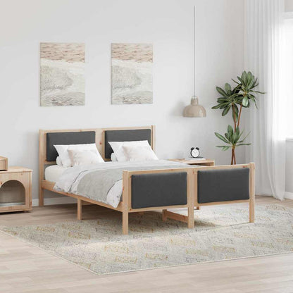 Rám Postele S Čelo Tmavě Šedá 140 X 190 Cm Textil