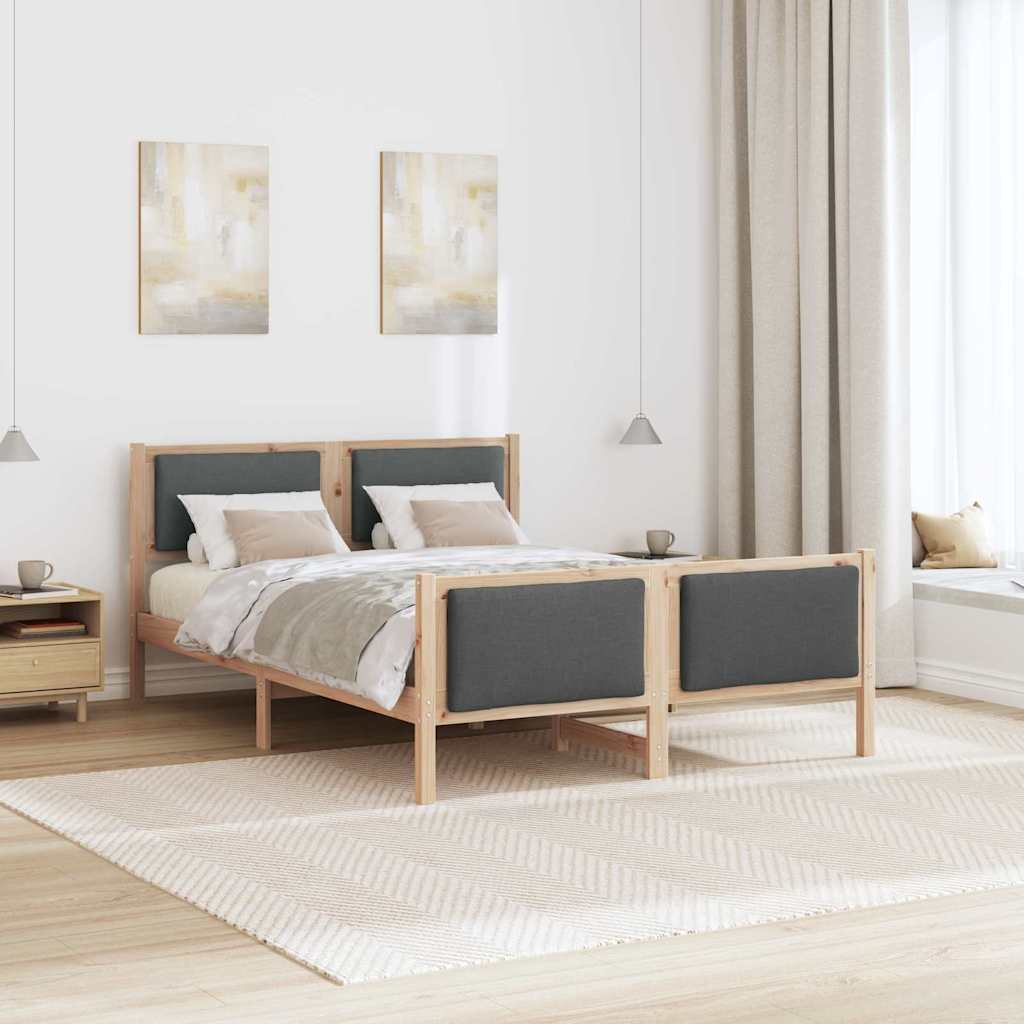 Rám Postele S Čelo Tmavě Šedá 140 X 190 Cm Textil