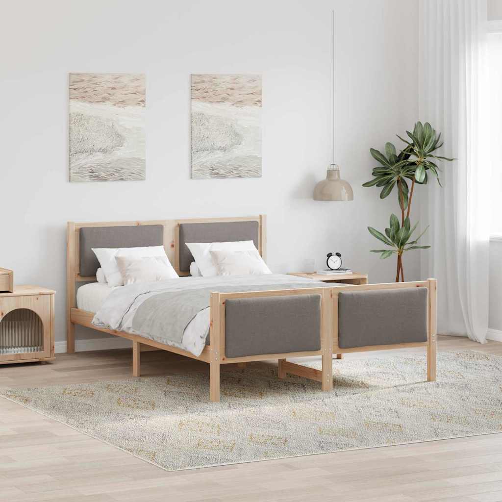 Rám Postele S Čelo Taupe 140 X 190 Cm Textil