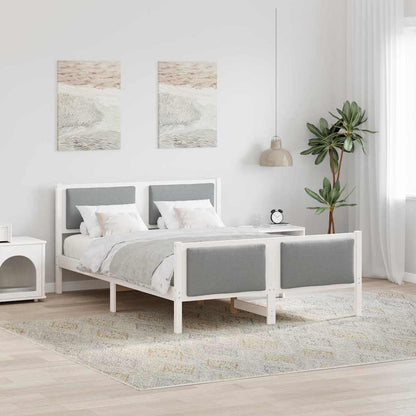 Rám Postele S Čelo Světle Šedá 140 X 190 Cm Textil