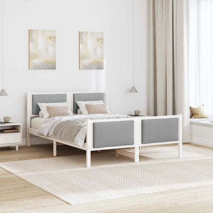 Rám Postele S Čelo Světle Šedá 140 X 190 Cm Textil