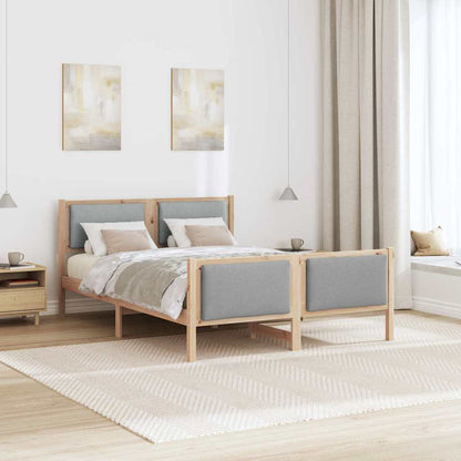 Rám Postele S Čelo Světle Šedá 135 X 190 Cm Textil