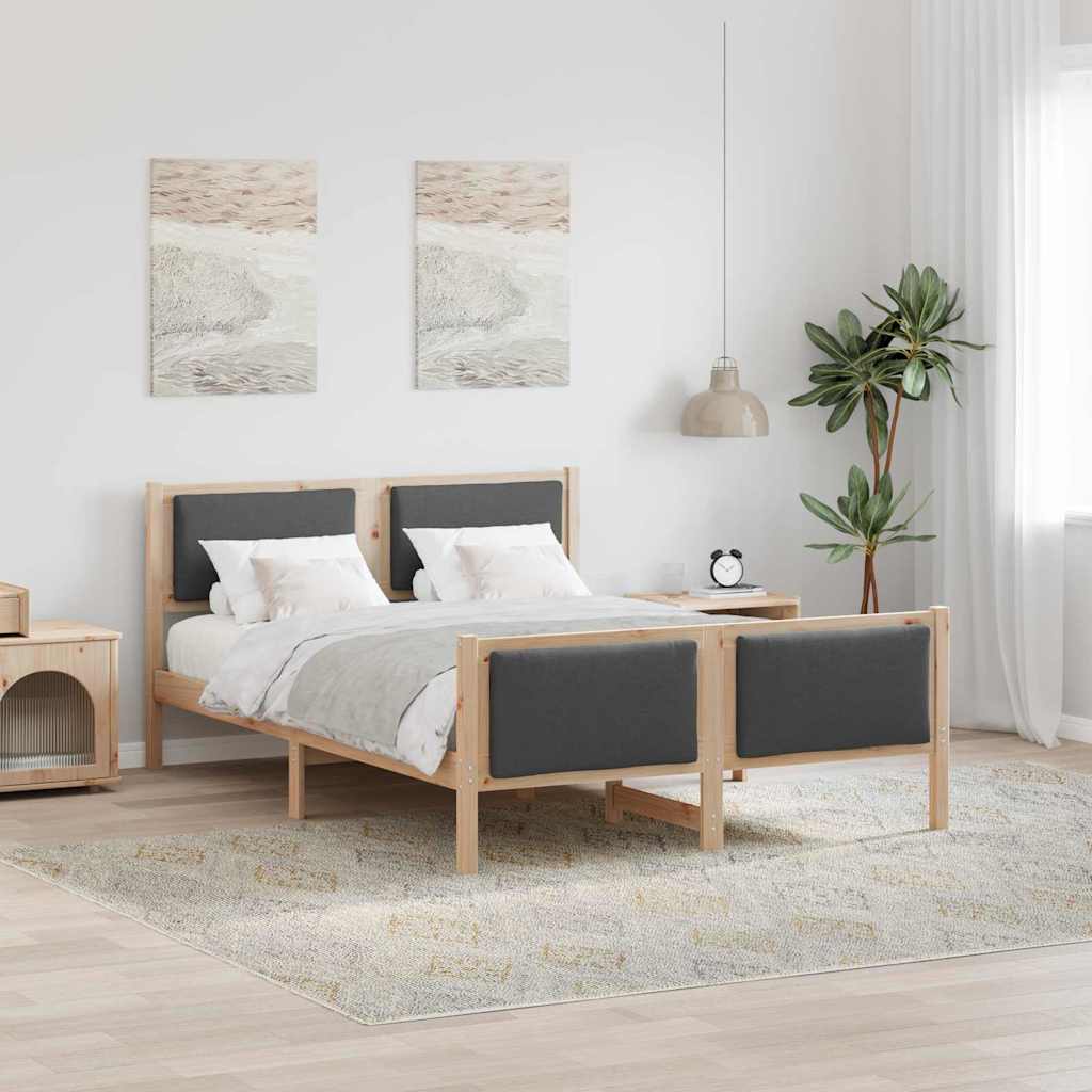 Rám Postele S Čelo Tmavě Šedá 135 X 190 Cm Textil
