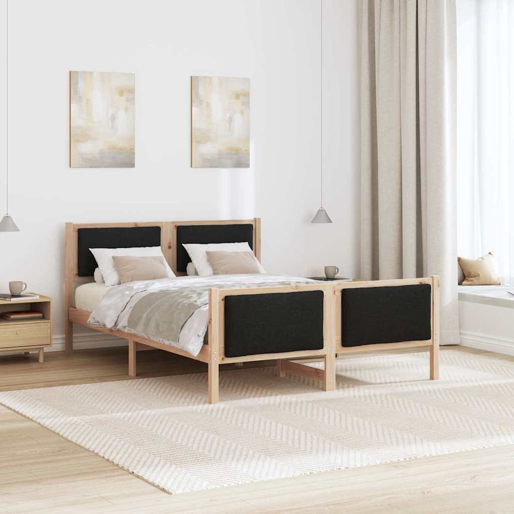Rám Postele S Čelo Černá 135 X 190 Cm Textil