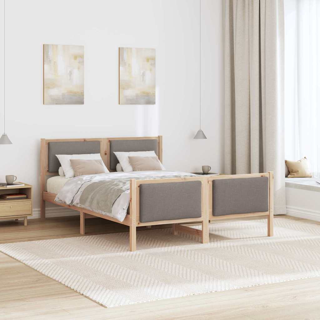 Rám Postele S Čelo Taupe 135 X 190 Cm Textil