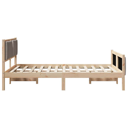 Rám Postele S Čelo Taupe 135 X 190 Cm Textil