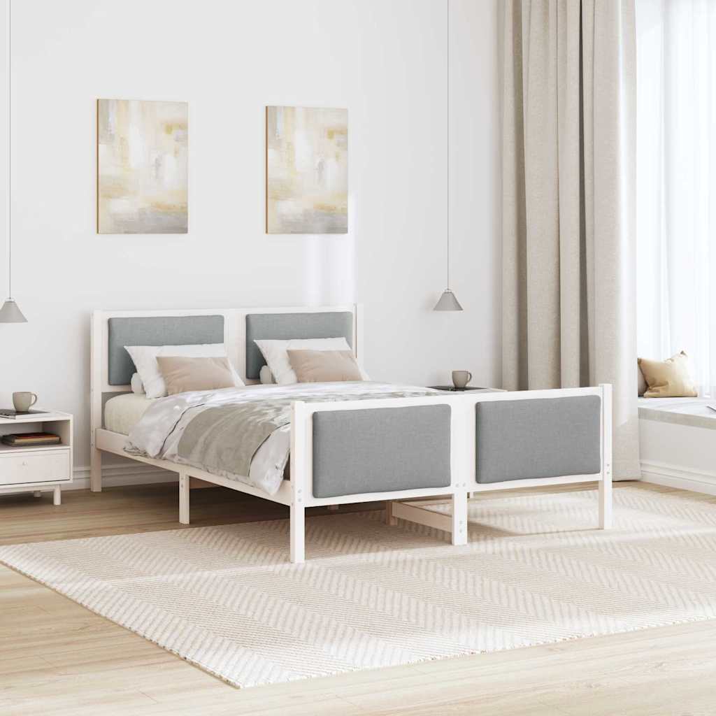 Rám Postele S Čelo Světle Šedá 135 X 190 Cm Textil