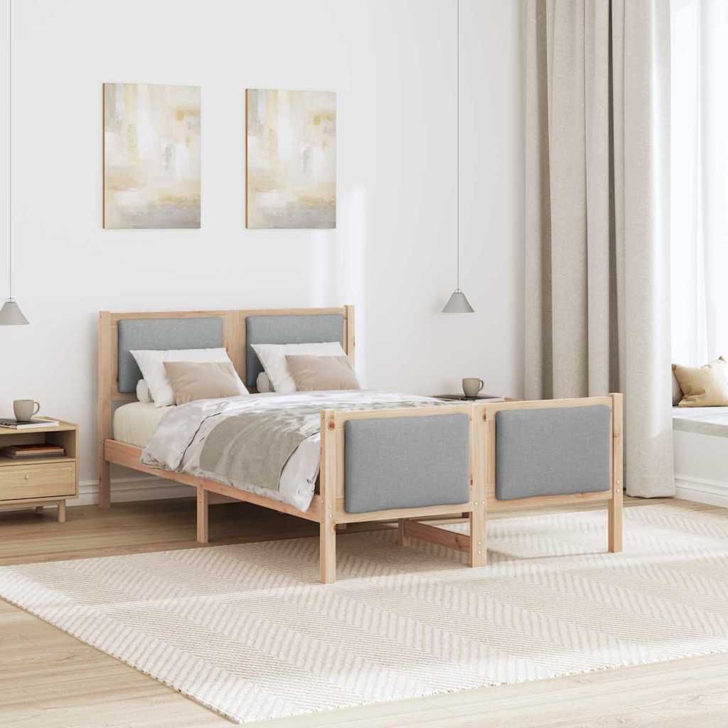 Rám Postele S Čelo Světle Šedá 120 X 190 Cm Textil