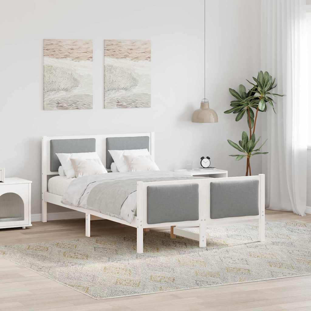 Rám Postele S Čelo Světle Šedá 120 X 190 Cm Textil