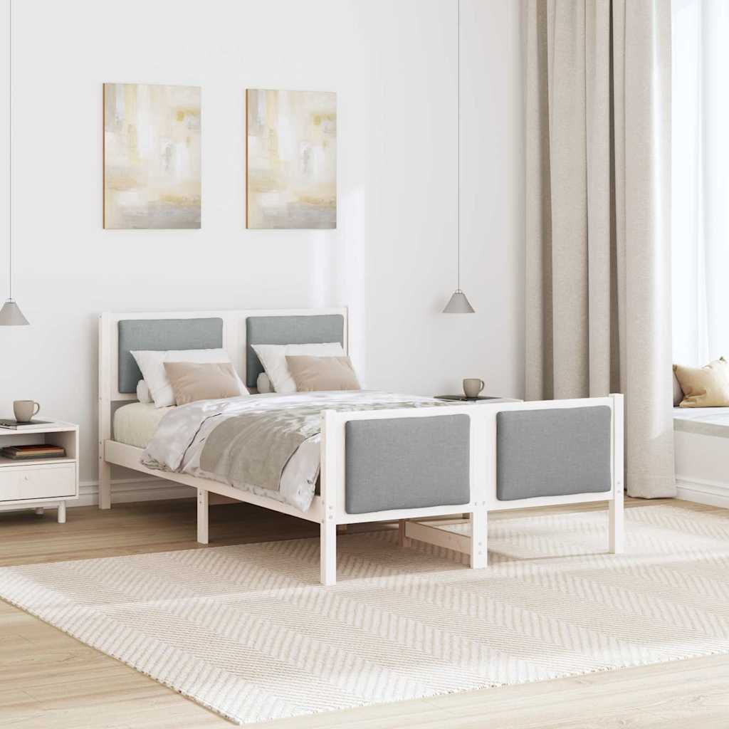 Rám Postele S Čelo Světle Šedá 120 X 190 Cm Textil