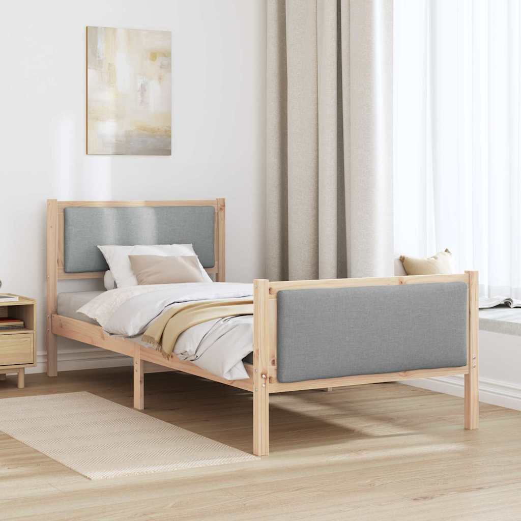 Rám Postele S Čelo Světle Šedá 100 X 200 Cm Textil