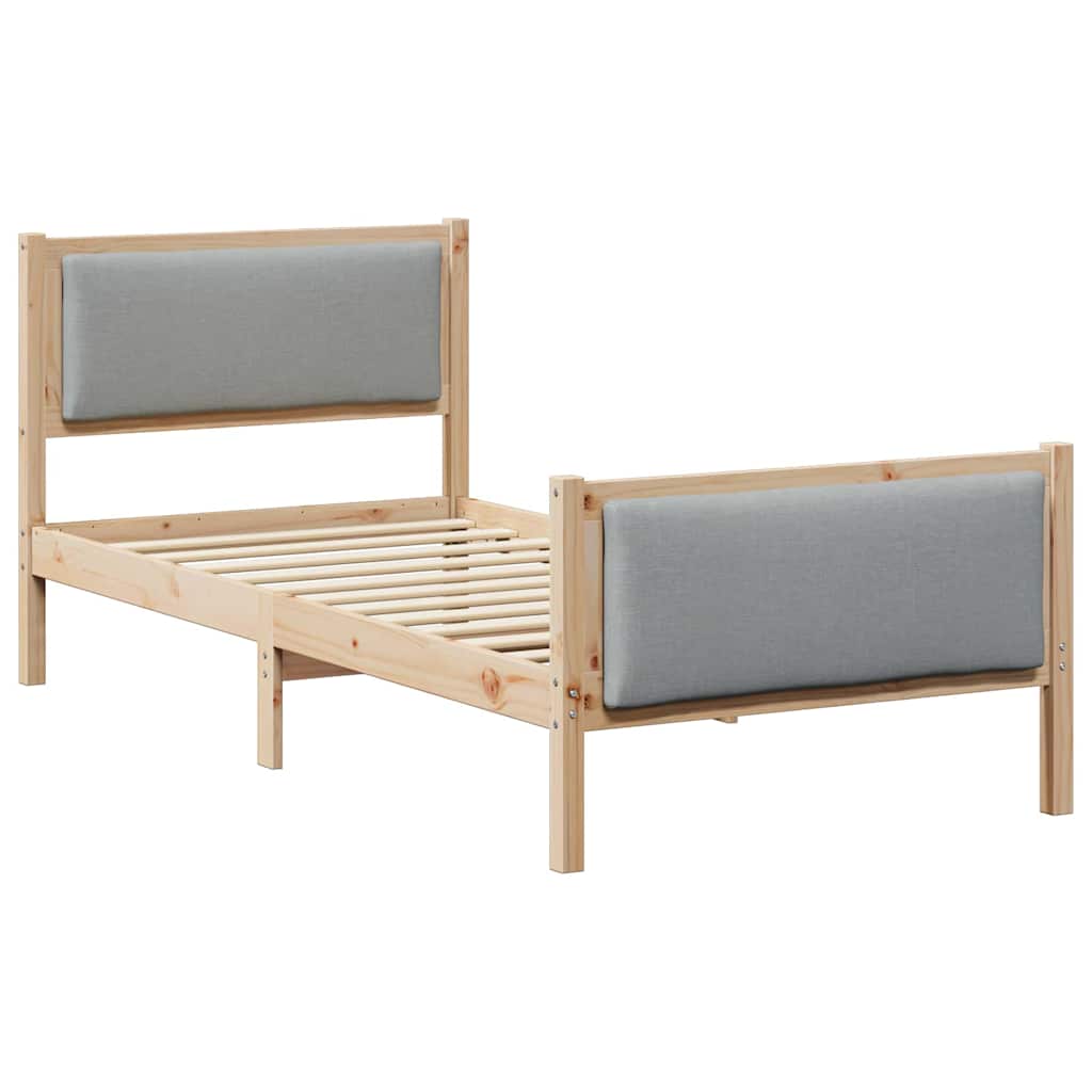 Rám Postele S Čelo Světle Šedá 100 X 200 Cm Textil