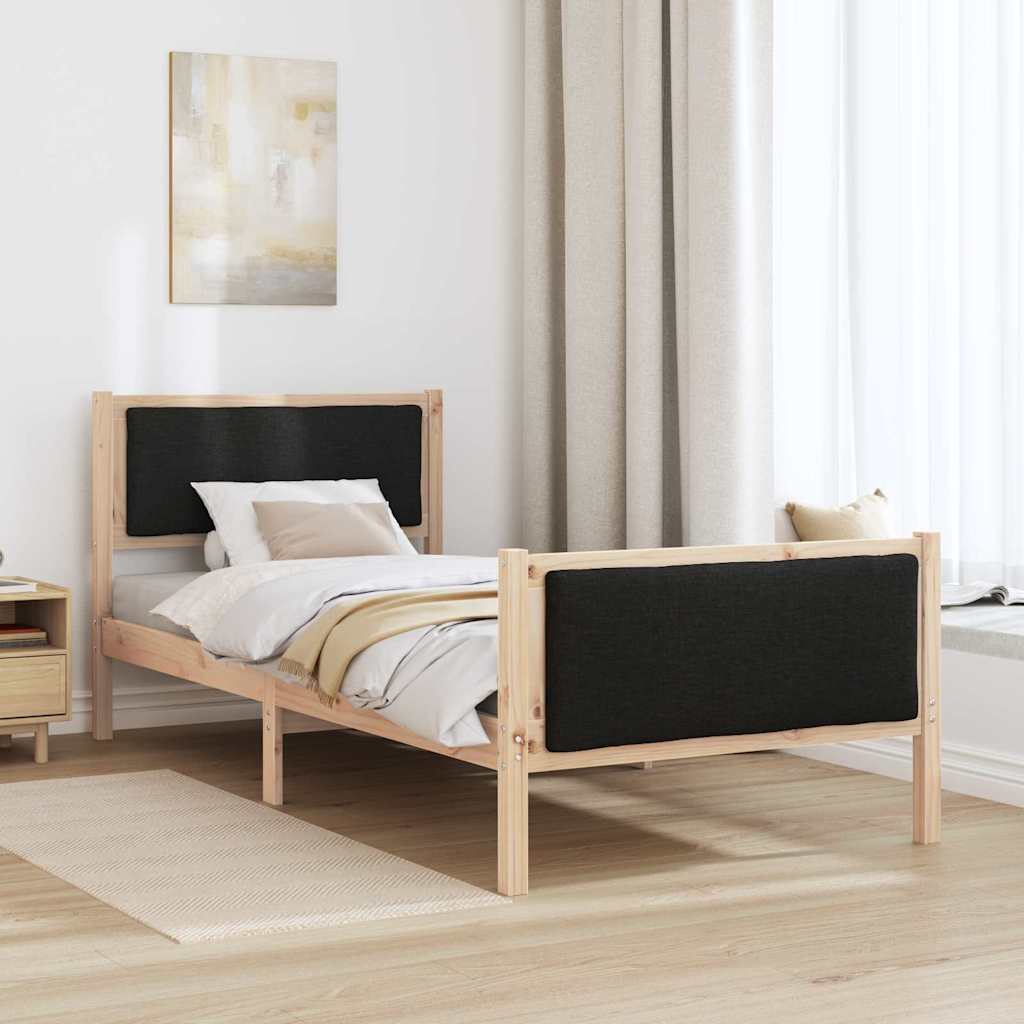 Rám Postele S Čelo Černá 100 X 200 Cm Textil