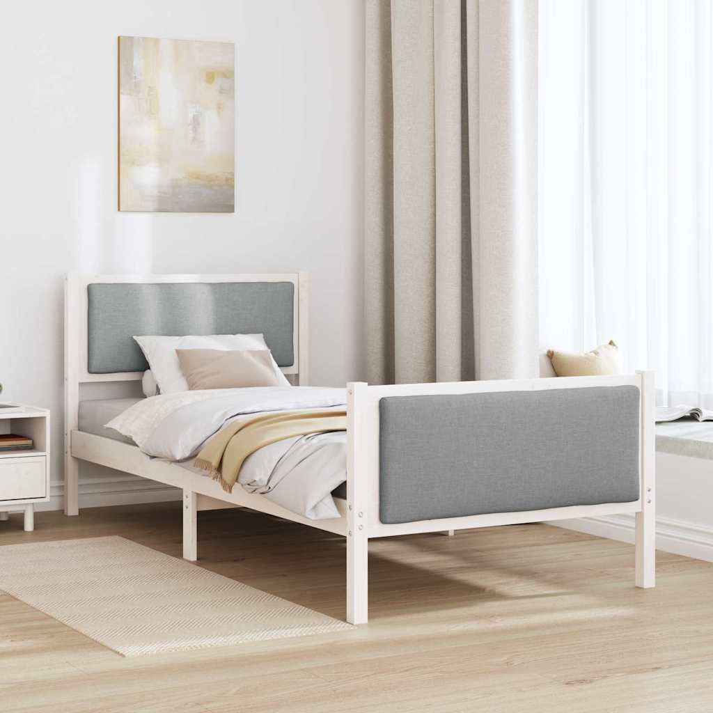 Rám Postele S Čelo Světle Šedá 100 X 200 Cm Textil