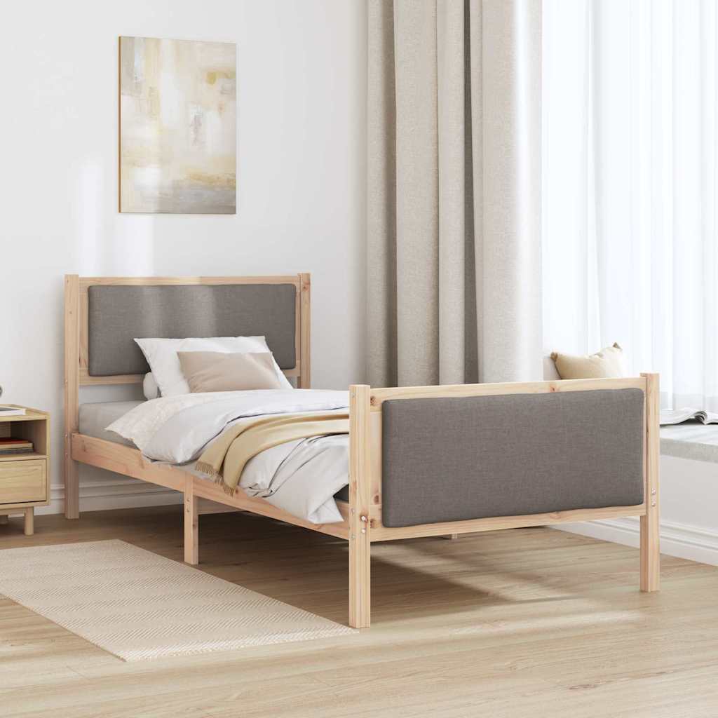 Rám Postele S Čelo Taupe 90 X 200 Cm Textil