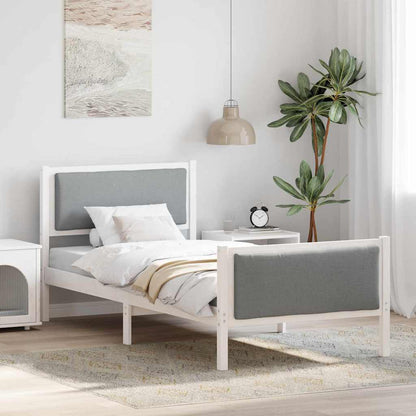 Rám Postele S Čelo Světle Šedá 90 X 200 Cm Textil