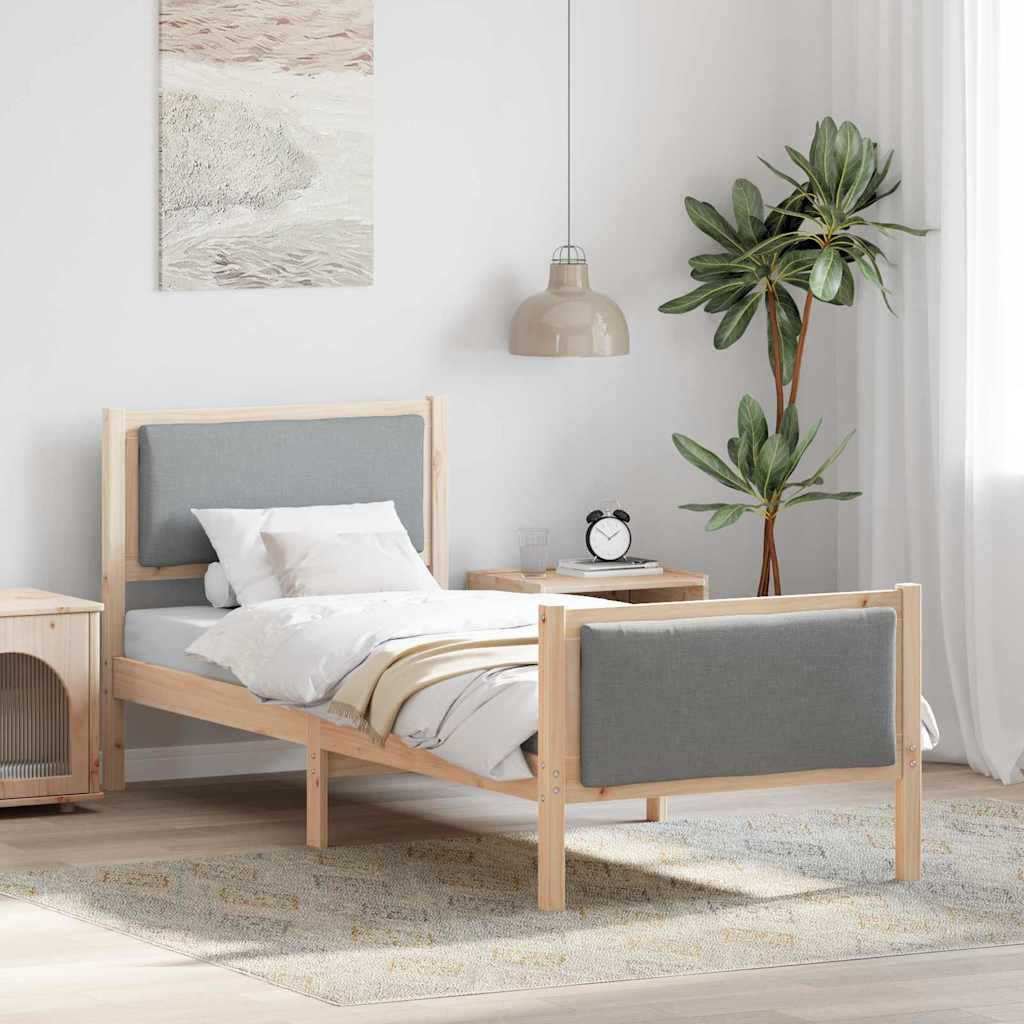 Rám Postele S Čelo Světle Šedá 80 X 200 Cm Textil
