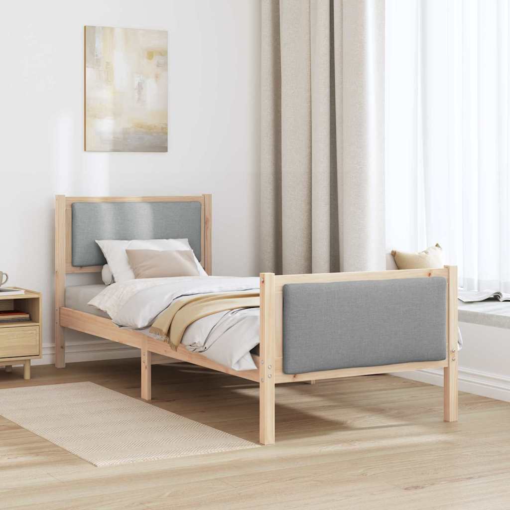 Rám Postele S Čelo Světle Šedá 80 X 200 Cm Textil