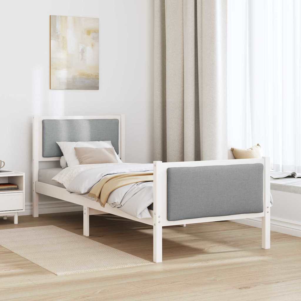 Rám Postele S Čelo Světle Šedá 80 X 200 Cm Textil