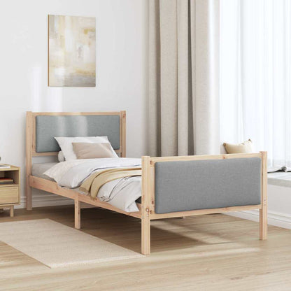 Rám Postele S Čelo Světle Šedá 90 X 190 Cm Textil