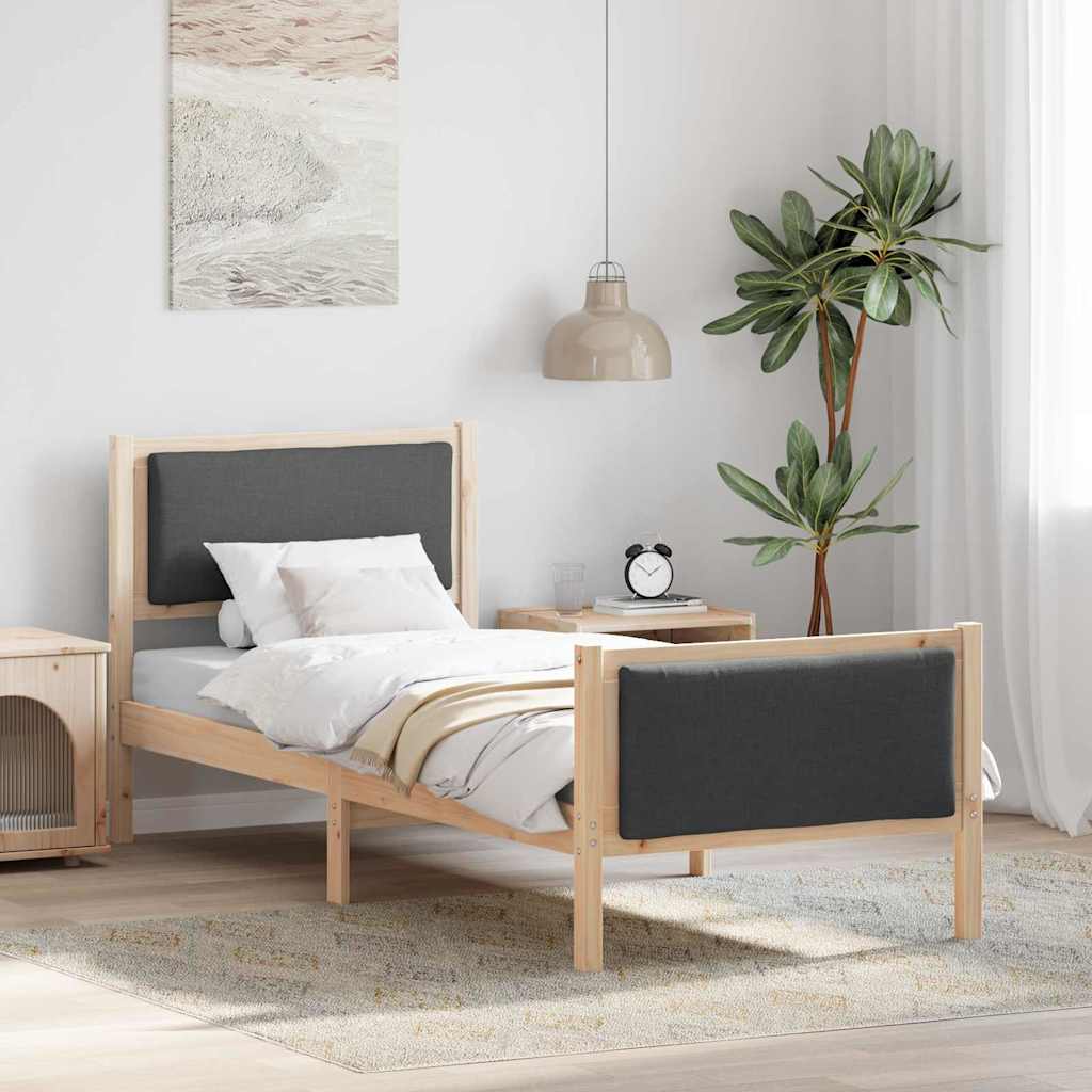 Rám Postele S Čelo Tmavě Šedá 75 X 190 Cm Textil