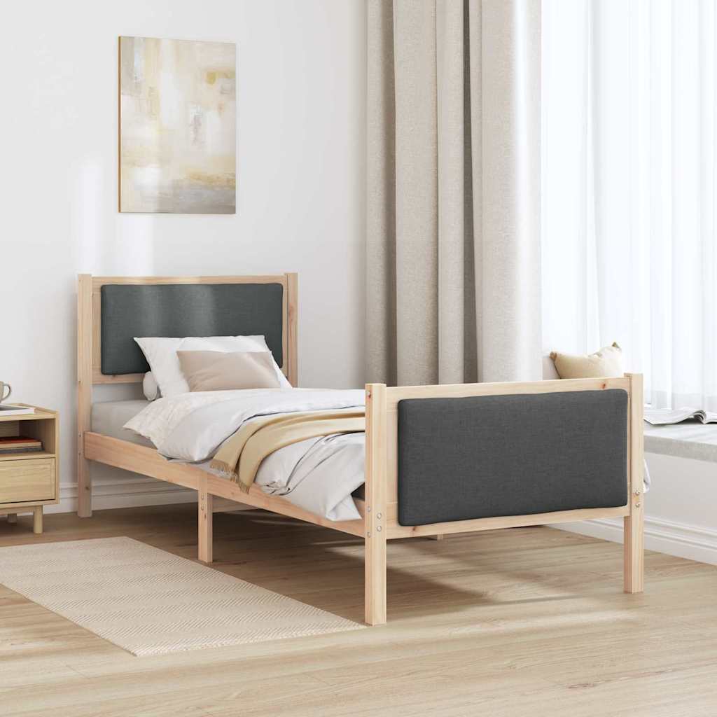 Rám Postele S Čelo Tmavě Šedá 75 X 190 Cm Textil