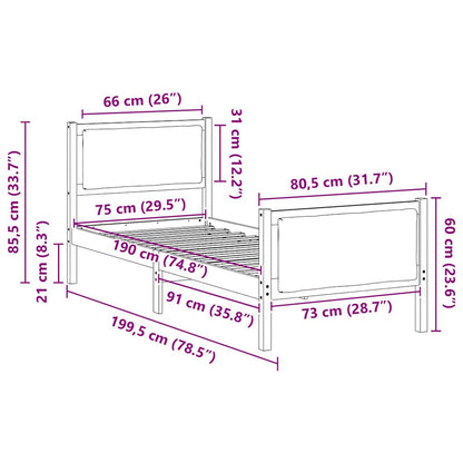Rám Postele S Čelo Tmavě Šedá 75 X 190 Cm Textil